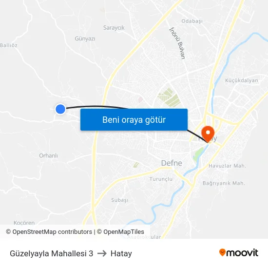 Güzelyayla Mahallesi 3 to Hatay map