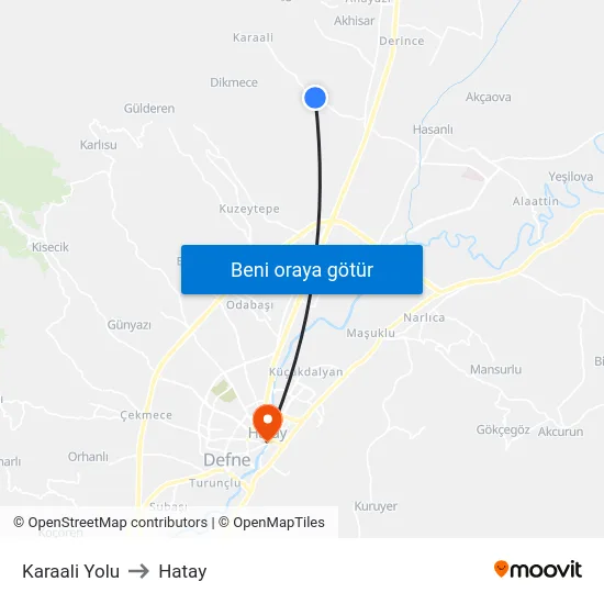 Karaali Yolu to Hatay map