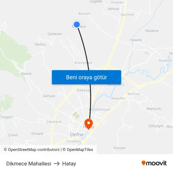 Dikmece Mahallesi to Hatay map