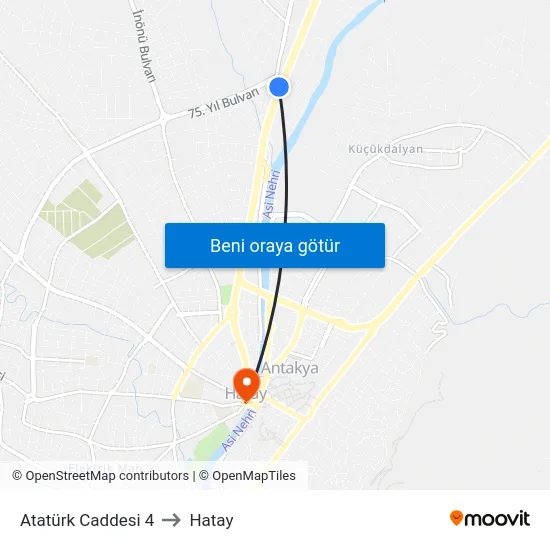 Atatürk Caddesi 4 to Hatay map