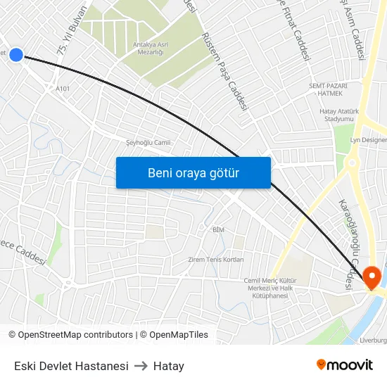 Eski Devlet Hastanesi to Hatay map
