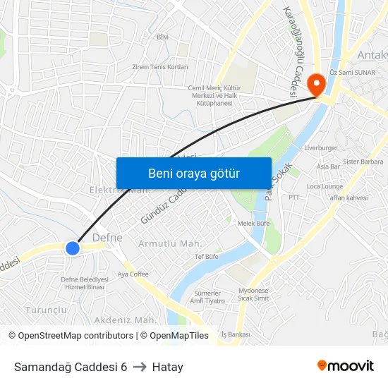 Samandağ Caddesi 6 to Hatay map
