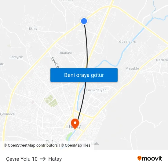 Çevre Yolu 10 to Hatay map