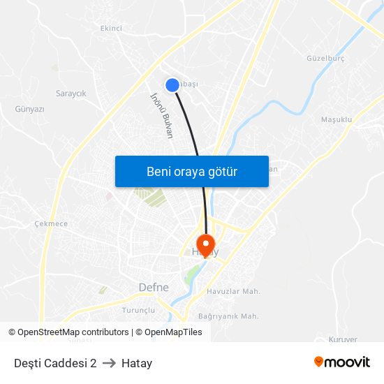 Deşti Caddesi 2 to Hatay map