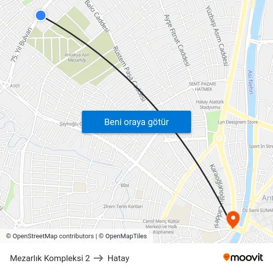 Mezarlık Kompleksi 2 to Hatay map