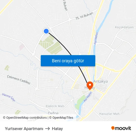 Yurtsever Apartmanı to Hatay map