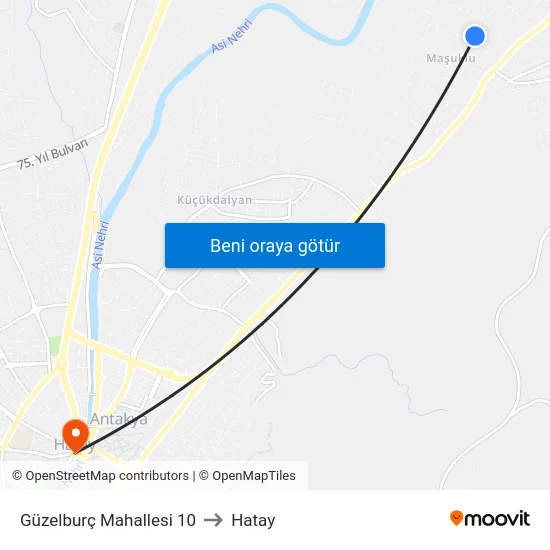 Güzelburç Mahallesi 10 to Hatay map