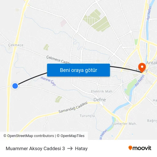 Muammer Aksoy Caddesi 3 to Hatay map