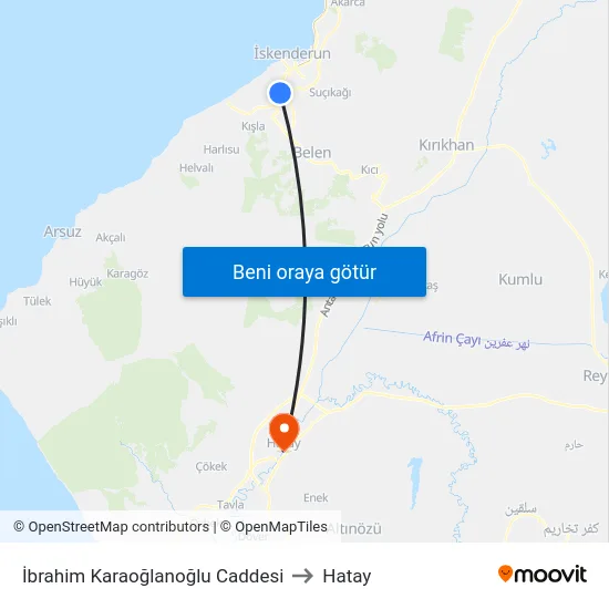 İbrahim Karaoğlanoğlu Caddesi to Hatay map