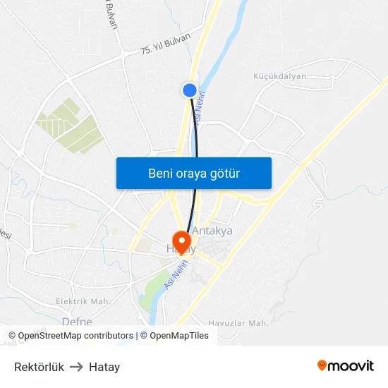 Rektörlük to Hatay map