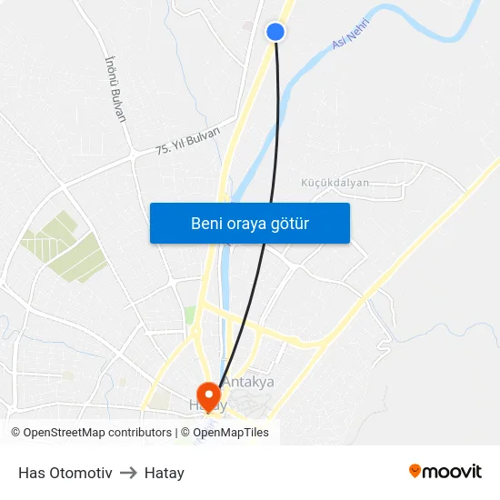 Has Otomotiv to Hatay map