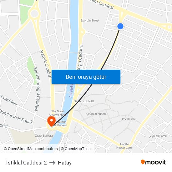 İstiklal Caddesi 2 to Hatay map