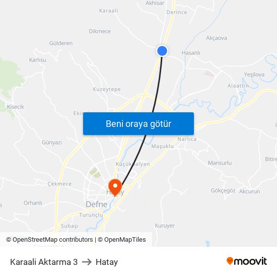 Karaali Aktarma 3 to Hatay map