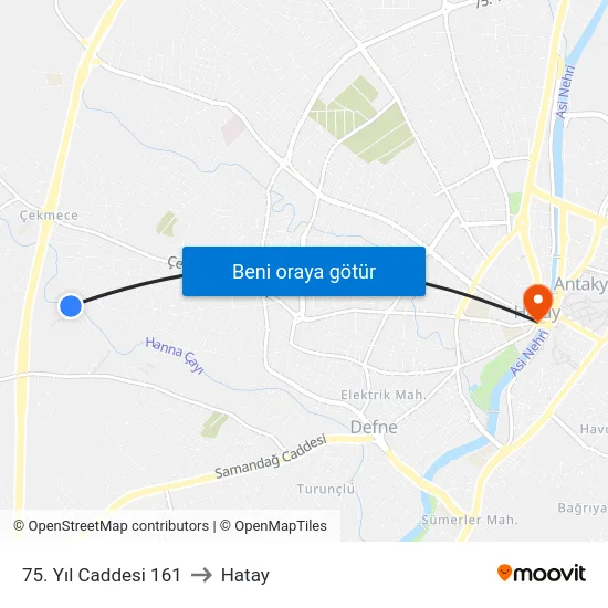 75. Yıl Caddesi 161 to Hatay map