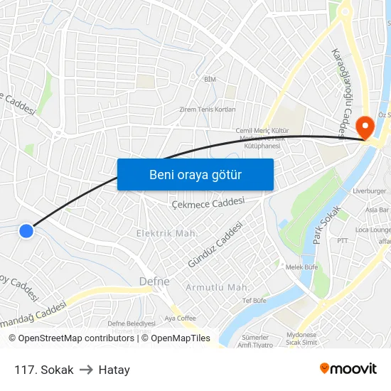 117. Sokak to Hatay map