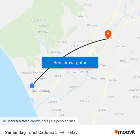 Samandağ Tünel Caddesi 5 to Hatay map