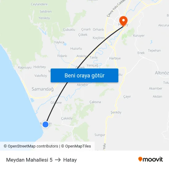 Meydan Mahallesi 5 to Hatay map