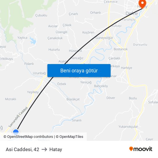 Asi Caddesi, 42 to Hatay map