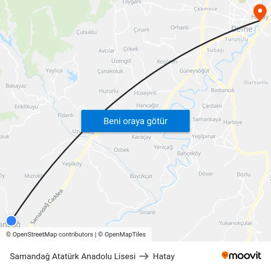 Samandağ Atatürk Anadolu Lisesi to Hatay map