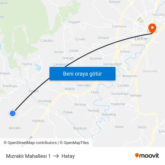 Mızraklı Mahallesi 1 to Hatay map
