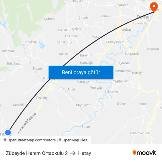 Zübeyde Hanım Ortaokulu 2 to Hatay map