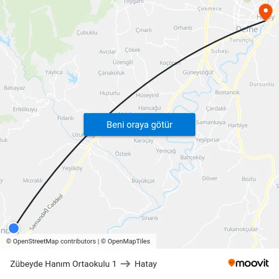 Zübeyde Hanım Ortaokulu 1 to Hatay map