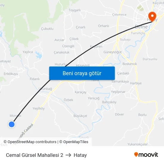 Cemal Gürsel Mahallesi 2 to Hatay map