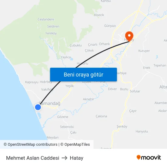 Mehmet Aslan Caddesi to Hatay map
