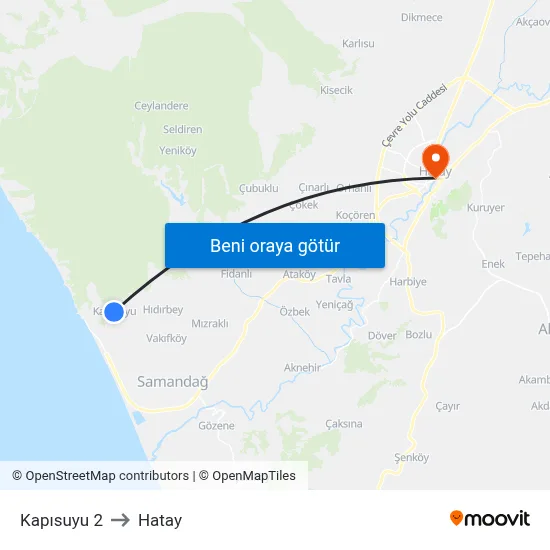 Kapısuyu 2 to Hatay map