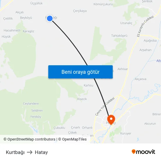 Kurtbağı to Hatay map