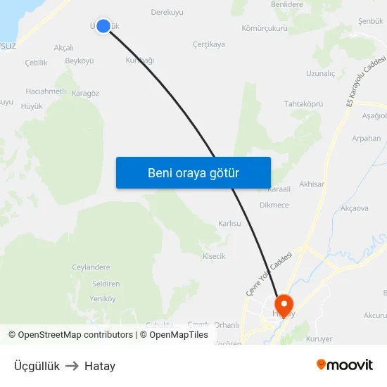 Üçgüllük to Hatay map