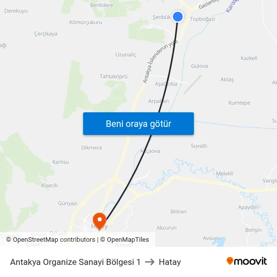 Antakya Organize Sanayi Bölgesi 1 to Hatay map
