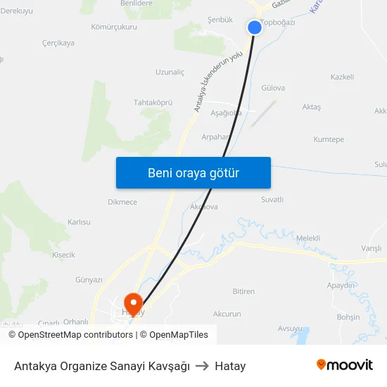 Antakya Organize Sanayi Kavşağı to Hatay map