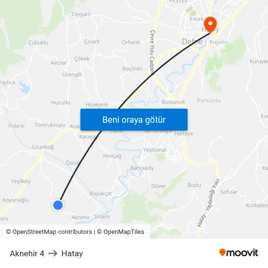 Aknehir 4 to Hatay map