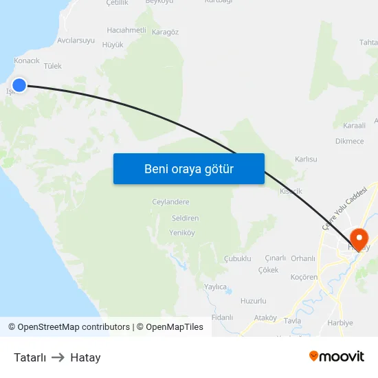Tatarlı to Hatay map