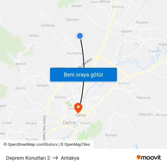 Deprem Konutları 2 to Antakya map