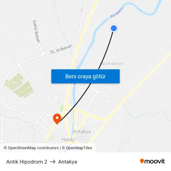 Antik Hipodrom 2 to Antakya map