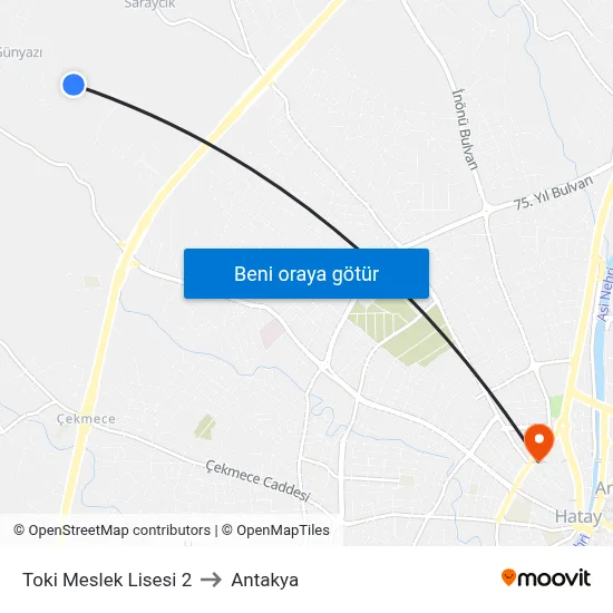 Toki Meslek Lisesi 2 to Antakya map