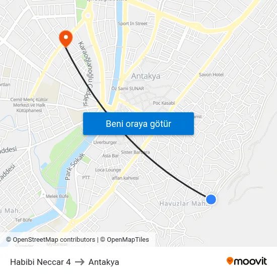 Habibi Neccar 4 to Antakya map