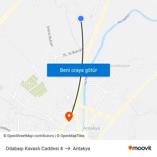 Odabaşı Kavaslı Caddesi 4 to Antakya map
