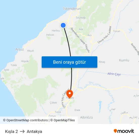Kışla 2 to Antakya map