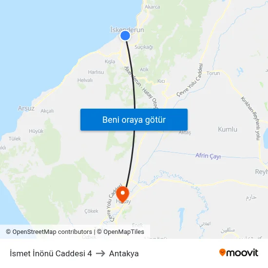 İsmet İnönü Caddesi 4 to Antakya map
