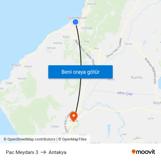 Pac Meydanı 3 to Antakya map