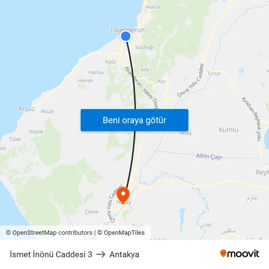 İsmet İnönü Caddesi 3 to Antakya map