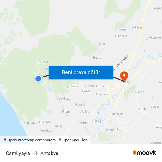 Çamlıyayla to Antakya map