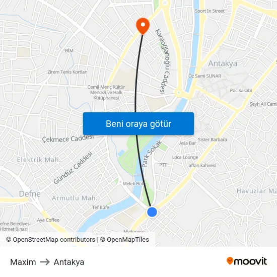 Maxim to Antakya map