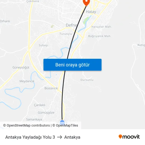 Antakya Yayladağı Yolu 3 to Antakya map