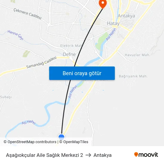 Aşağıokçular Aile Sağlık Merkezi 2 to Antakya map