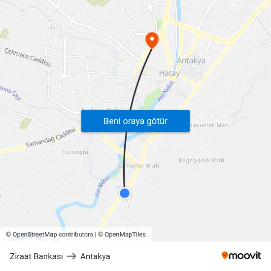 Ziraat Bankası to Antakya map