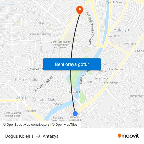 Doğuş Koleji 1 to Antakya map